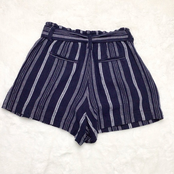 Gap Linen Blend Striped Paper Bag Waist Shorts Size 4 - Picture 2 of 11